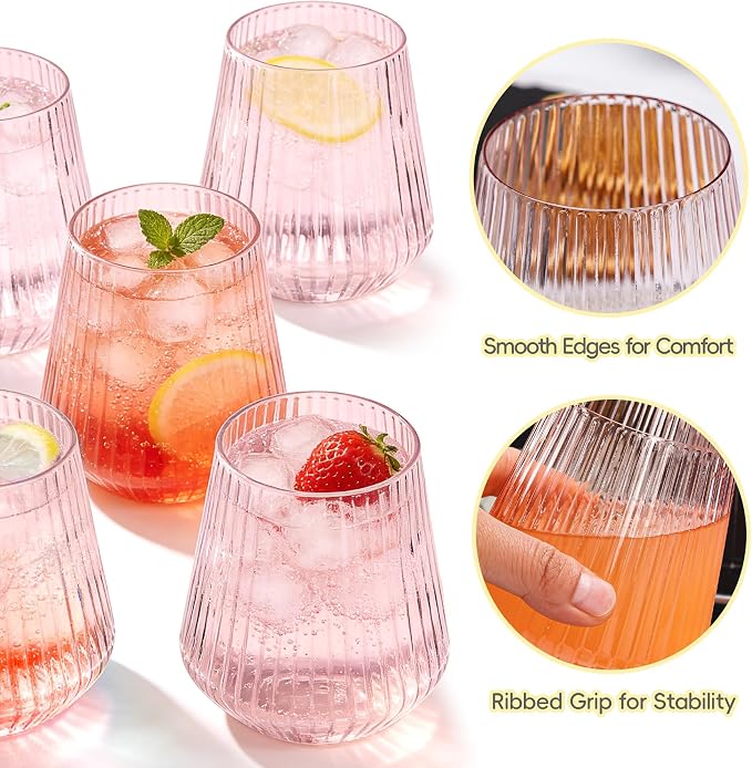 N9R 24PCS Pink Plastic Wine Glasses Disposable, 14 oz Cocktail & Spritz | Pink - Image 5