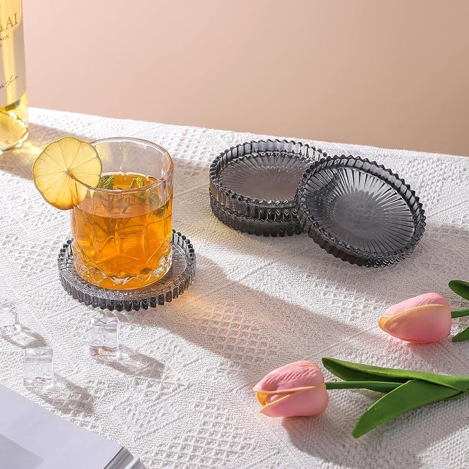 Glass Coasters Round Cup Mat, Decorative Wine Bottle Coaster, Crystal Drink - Image 6