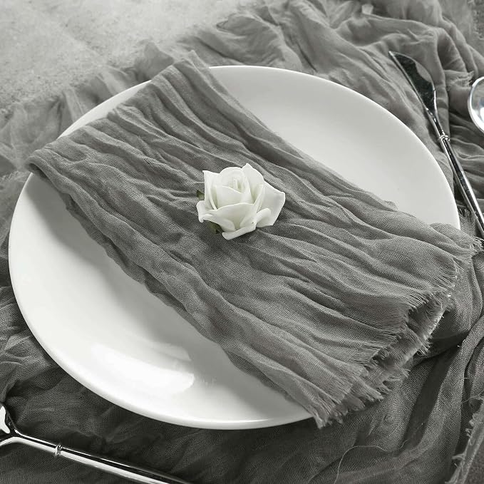 Efavormart 5 Pack 24"x19" Gray Matte Gauze Cheesecloth Napkins, Sleek Cotton - Image 5