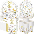 Funnymoom 250 Pcs Miss to Mrs Wildflower Paper Plates Napkins Cups Set | by Funnymoom