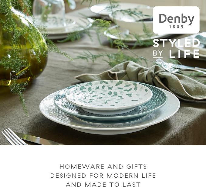 Denby - Carved Deco Cereal Bowls Set of 4-6.7 Inch - Dishwasher Microwave Oven Safe - Large Uniquely Textured Porcelain Cereal Bowl - Scratch Chip Resistant