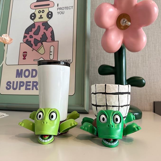 XYG® Turtle Coaster, Turtle Cup Holder with Funny Expression, 2 PCs Cup Holder with Liftable Limbs, Expressive Face for Turtles, Sea Tortoise Lover Gag Gifts Home Table Car Decor(2pc Light Green)