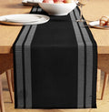 Encasa XO Table Runner, Yarn Dyed Ribbed Cotton 13"x94" | Ladder Black by EncasaXO