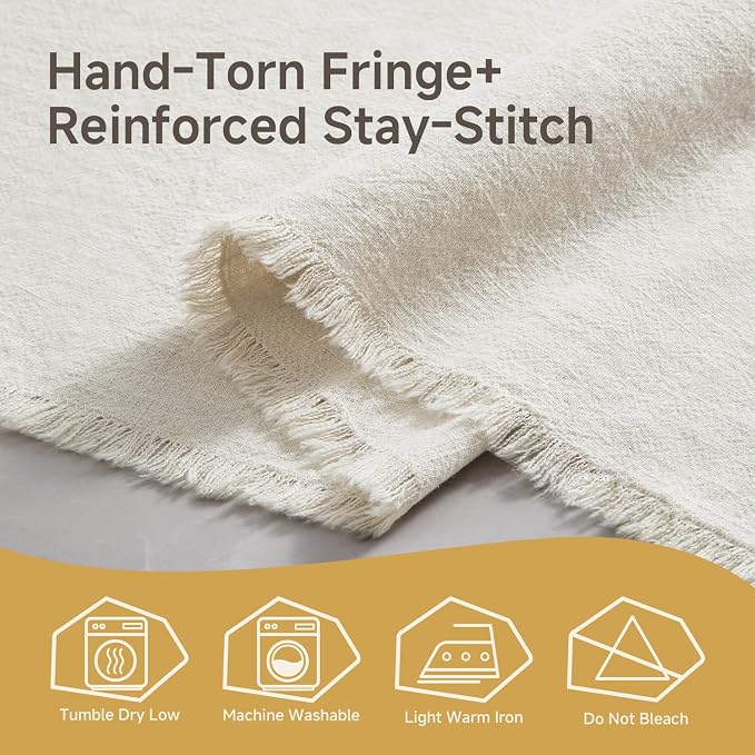 14 x 90 Inches Frayed Edge Table Runner, 270G Heavyweight Sand Washed Slub - Image 7