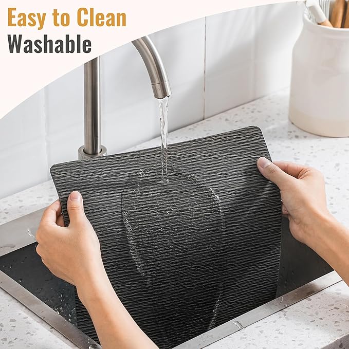 Jovono Faux Leather Placemats Set of 6, Waterproof Washable Table Mats, Easy-Clean Heat Resistant Kitchen Vinyl Place Mat for Dining Table, Restaurant, Indoor, 17.8"x11.8", Gray