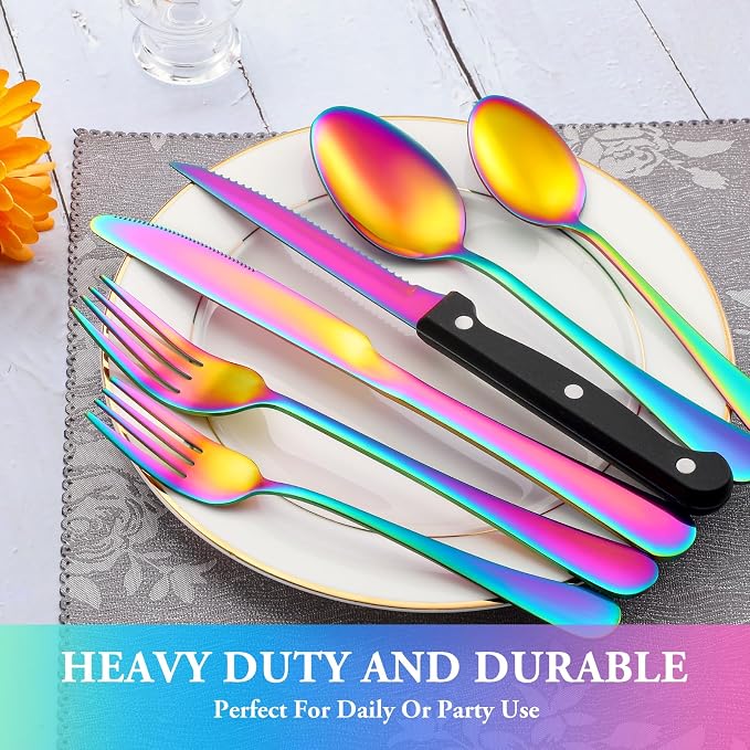 24 Pcs Rainbow Silverware Set - Image 7