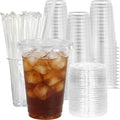 20 oz 100 Pack Disposable Clear Plastic Cups with Lids and Straws, Food Safe Bulk Iced Coffee Cups for Smoothies, Milkshakes and Other Cold Drinks
