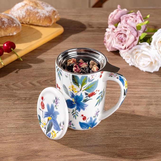AmorArc Tea Cup With Infuser and Lid, 18oz Loose Leaf Tea Mug With Steeper | - Image 2