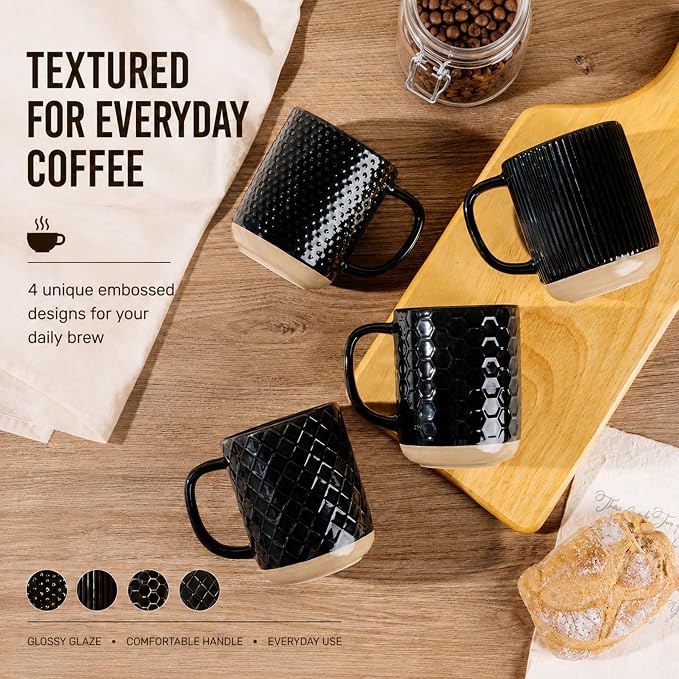 GBhome Coffee Mugs Set of 4, 16 oz Black Coffee Cups - Image 4