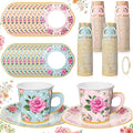Umigy 60 Sets Floral Tea Party Decorations 9 oz Floral Paper Teacups & Saucer by Umigy
