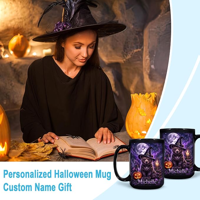 Hyturtle Personalized Halloween Bear Mug, Custom Name Gift - Image 3