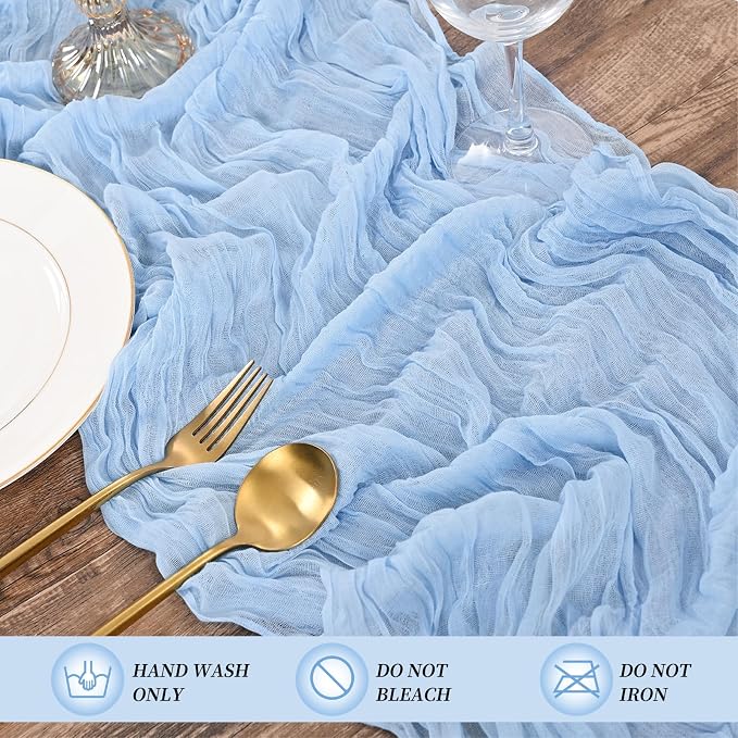 15 Pack Light Blue Table Runner 17 x 108inch Cheesecloth Table Runner Boho - Image 3
