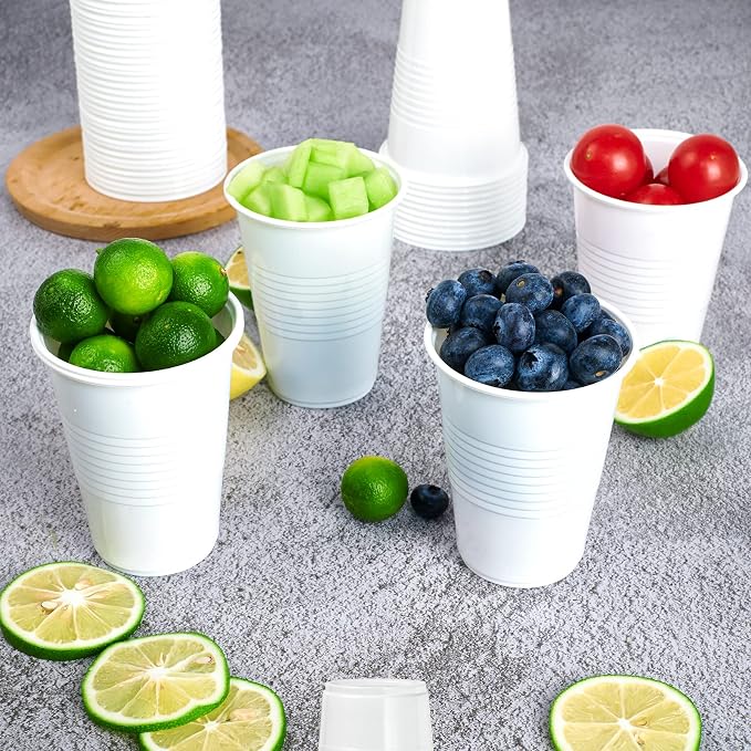 Lilymicky 500 Pack 9 oz White Plastic Cups, Disposable Drinking Cups | Non-slip - Image 4