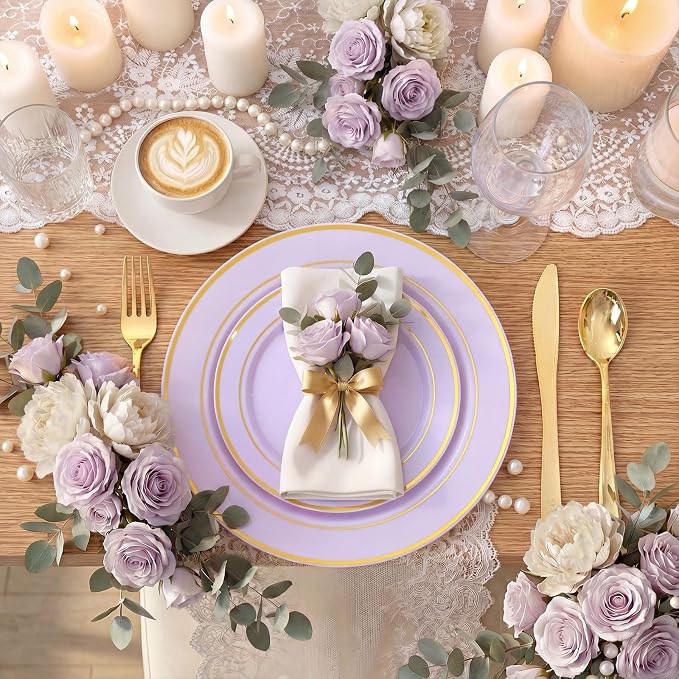 175PCS Purple Plates Disposable - Image 7