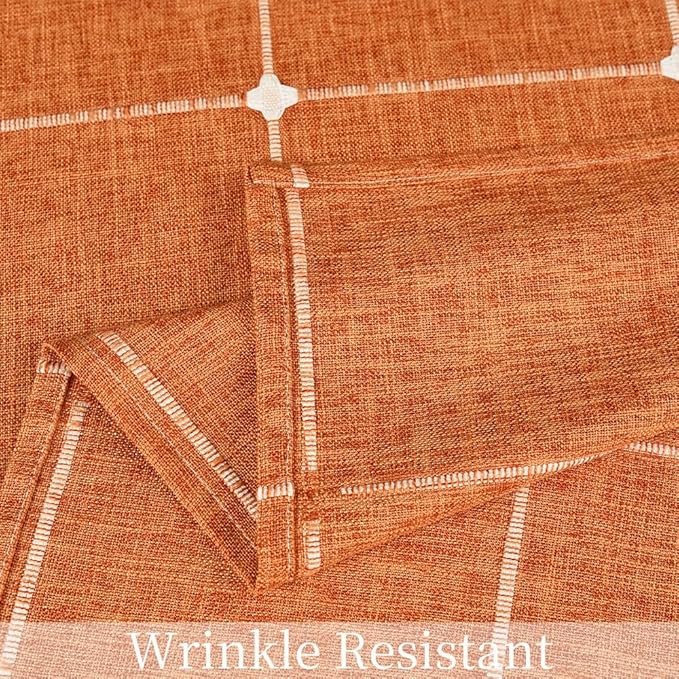 Zobesta Linen Table Cloth Rectangle Tables 60 x 84 Inch, Orange Linen Tablecloth Rectangle Washable Farmhouse Soft Boho Tablecloth for Outdoor, Party, Holiday, Picnic, Dining