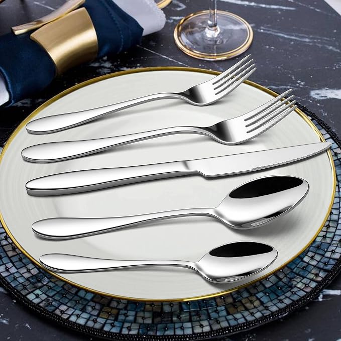 LIANYU Silverware Flatware Set for 8, 40 Piece Stainless Steel Cutlery Set | - Image 5