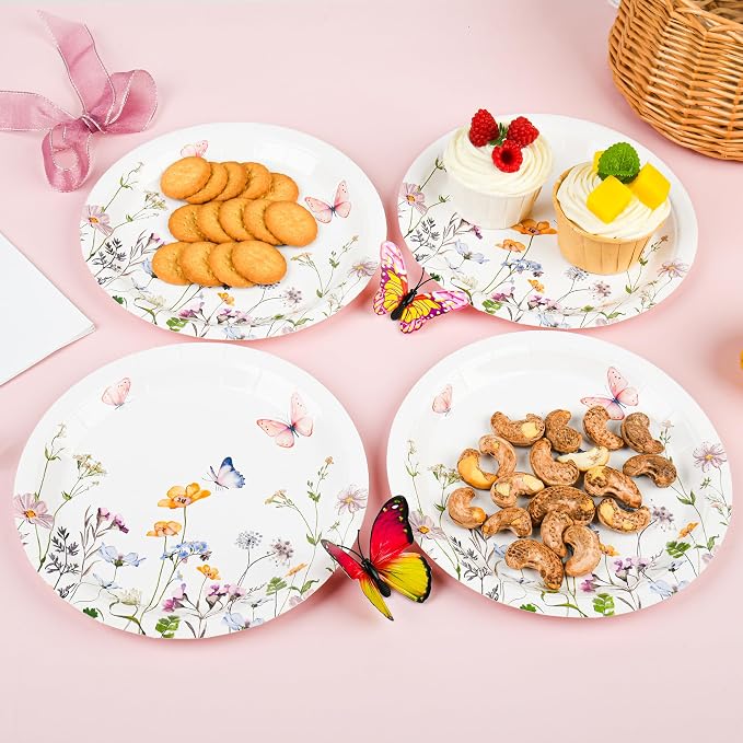 AimFun 24 Pcs Wildflower Paper Plates 9 Inch Disposable Floral Plates | - Image 5