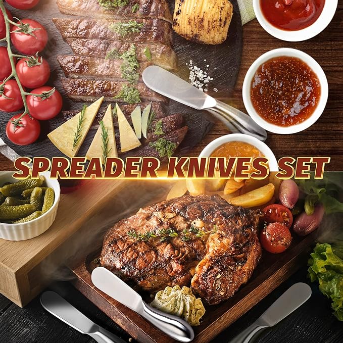 Butter Knives 4 Pieces Stainless Steel Cheese Butter Spreader Knife Set - Image 7