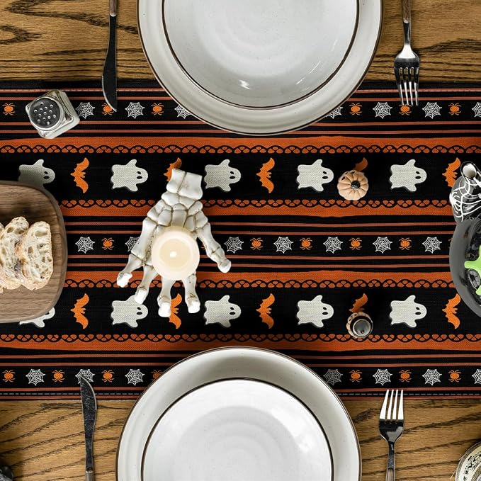 Artoid Mode 210 GSM Halloween Table Runner 13x36 Inch Home Party Decor | Ghosts - Image 3