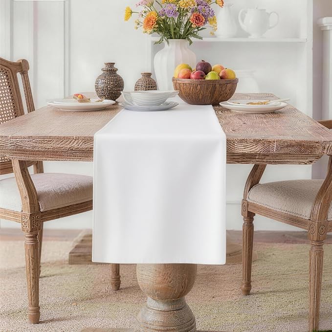 MEANMOY White Table Runner 72 Inches Long Waterproof Table Runners | Washable by MEANMOY