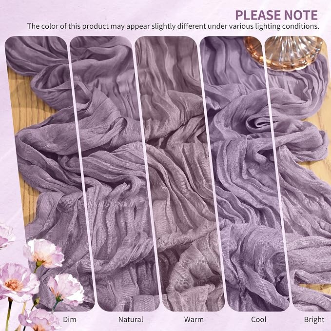 18 Pack Cheesecloth Table Runner 10FT Purple Table Runner Boho Gauze Cheese - Image 7