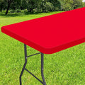Smiry Rectangle Tablecloth, Elastic Fitted Flannel Backed Vinyl Tablecloths for 4ft Folding Tables, Waterproof Wipeable Table Covers for Indoor, Outdoor, Picnic and Camping (Red, 30"x48")