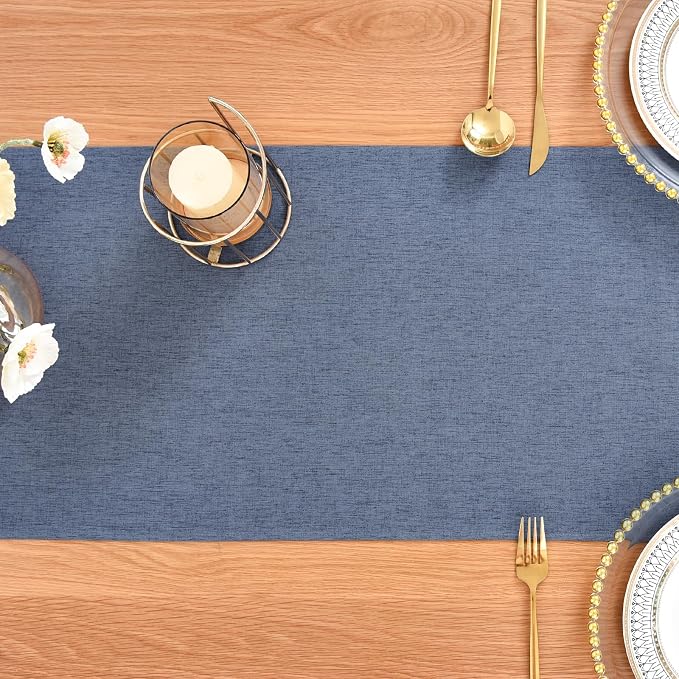 Faux Linen Table Runner Water Resistant 13 x 48 in, Coffee Table Runner - Image 7