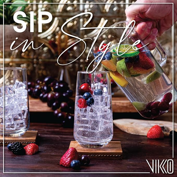 Vikko Drinking Glasses Set of 6, Highball Water Glasses 16.25 Ounce, Premium - Image 4