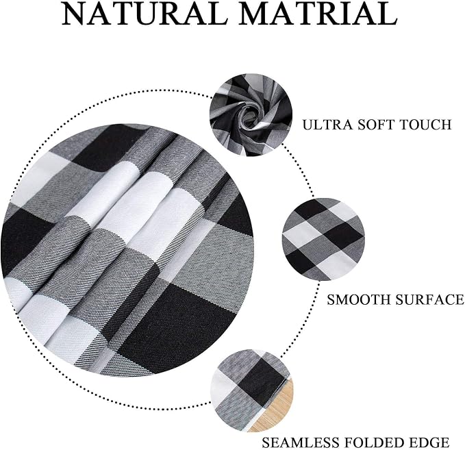 ShinyBeauty Black & White Buffalo Plaid Runners 120 inches Long Classic - Image 3