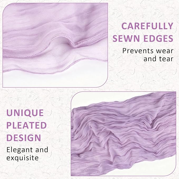 Cheesecloth Table Runner, 120 Inch 10 FT, Lilac | 1 Pack, 35x120 Inches Boho - Image 4