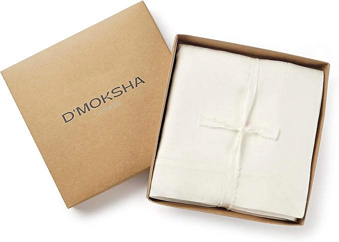 D'Moksha Homes Linen Ivory Tablecloth 60 x 132 Inch - 100% Pure Linen Rectangular Tablecloth - Machine Washable Table Cloth for Valentines, Spring, Easter