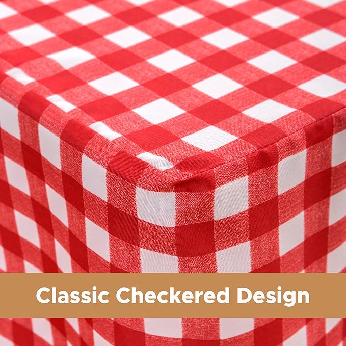 HolidayIdeas Fitted Checkered Picnic Tablecloths for 6 Foot Tables - 72 x 30 Inch - 2 Pack Rectangle Buffalo Plaid Table Cover for Parties, Outdoor Decor, Trade Show (Red and White)