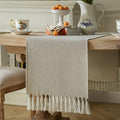 Natural Table Runners 108 Inches Long, Burlap Linen Style Rustic Farmhouse by ZEEMARTONLINE