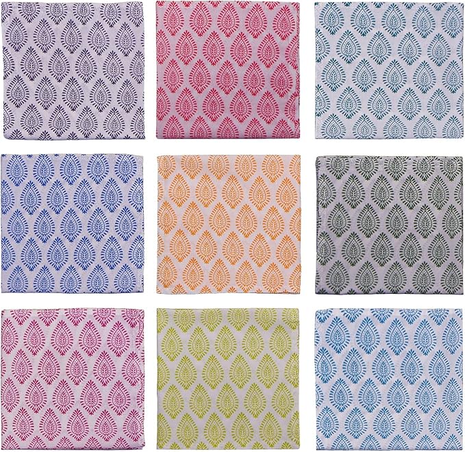 DIYANAIMPEX 10 Pc Cotton Cloth Napkins Hand Block Print Hand Made Size 16x16 by DIYANA+IMPEX