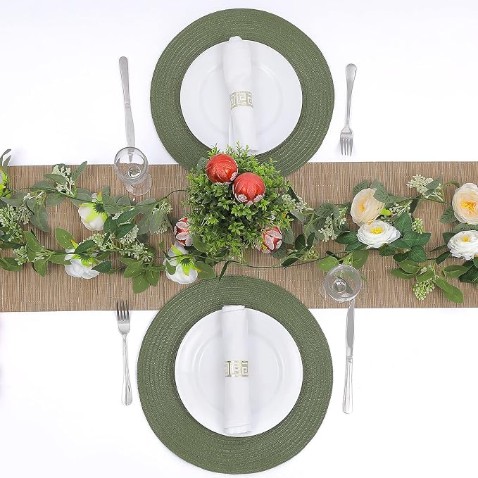SHACOS Round Placemats Set of 8 Washable 15 inch Round Table Mats Cotton - Image 6