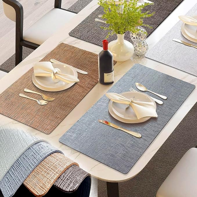 Elegant Placemats and Coasters Set 6, Vinyl Washable Place Mats - Image 3