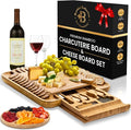 Charcuterie Boards Gift Set by Bambüsi - Large Bamboo Cheese Board for Serving, Entertaining, Cheese Platter for Kitchen, House Warming Gifts New Home, Wedding, Bridal Shower, Birthday Gifts for Women