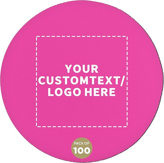 100 Round Foam Bud Coasters Pack, 4 inch - Customizable Text, Logo - PU Foam, Party Favor - Neon Pink