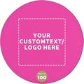 100 Round Foam Bud Coasters Pack, 4 inch - Customizable Text, Logo - PU Foam, Party Favor - Neon Pink