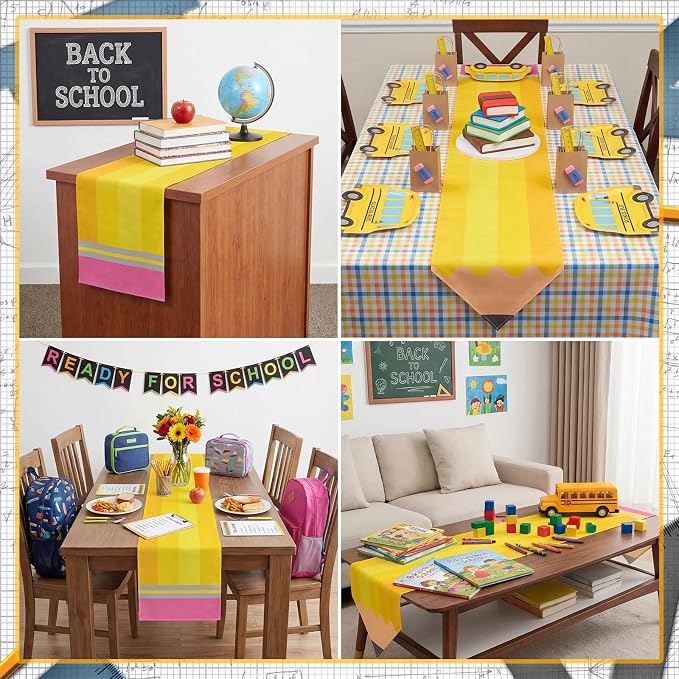 8 Pcs Pencil Table Runner 71 x 13 Inch Preschool Back to School Classroom - Image 7