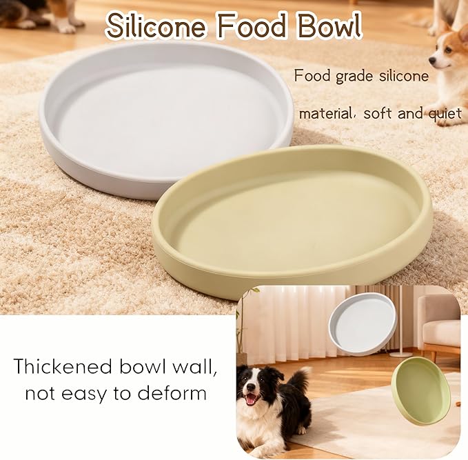 Silicone Cat Bowl Shallow Non-Slip Cat Dishes Relief Whisker Fatigue Small Pet Dog Bowls for Dry & Wet Food, Set of 2