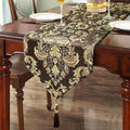 108" Table Runner Dark Brown French Baroque Gold Floral Vintage Tablecloth | by HeMiaor