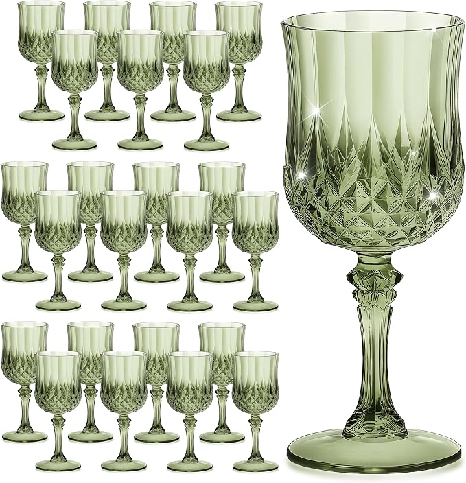 7OZ Plastic Wine Glasses, Reusable Vintage Goblets Unbreakable Drinking Glasses by Unknown