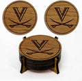 LazerEdge Virginia Cavaliers Wooden Coaster Set - Cherry Wood - Officially Licensed Product - 4-Pack