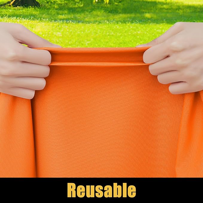 Smiry Rectangle Picnic Table Cloth, Waterproof Elastic Fitted Tablecloths for 4 Foot Tables, Washable Polyester Table Cover for Camping, Indoor and Outdoor (Orange, 30"x48")