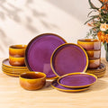 Ceramic Dinnerware Set for 6, 18-Piece Plates and Bowls Set | Handmade Reactive by TheTerra