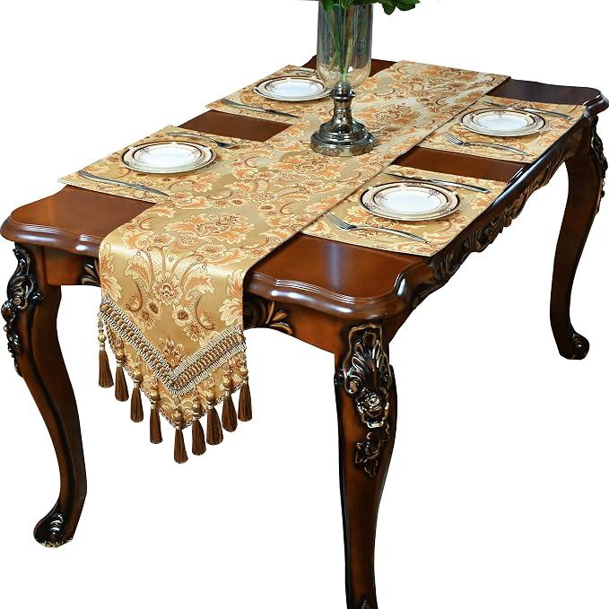Luxury Velvet Gold Table Runner 88 Inches Long by NYSMXF