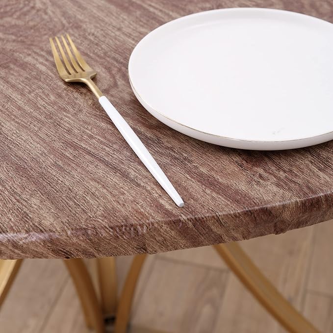 Walrus Round Vinyl Fitted Tablecloth with Flannel Backing Elastic Edge Design Table Cover Waterproof Oil-Proof PVC Table Cloth Stain-Resistant Best for 57"-66" Round
