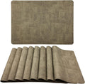 WAZAIGUR Waterproof Easy to Clean Non-Slip Heat Resistant Thick Faux Leather Placemats for Dining Table Set of 8,Light Brown
