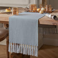 Dusty Blue Table Runners 48 Inches Long, Burlap Linen Style Rustic Farmhouse by ZEEMARTONLINE
